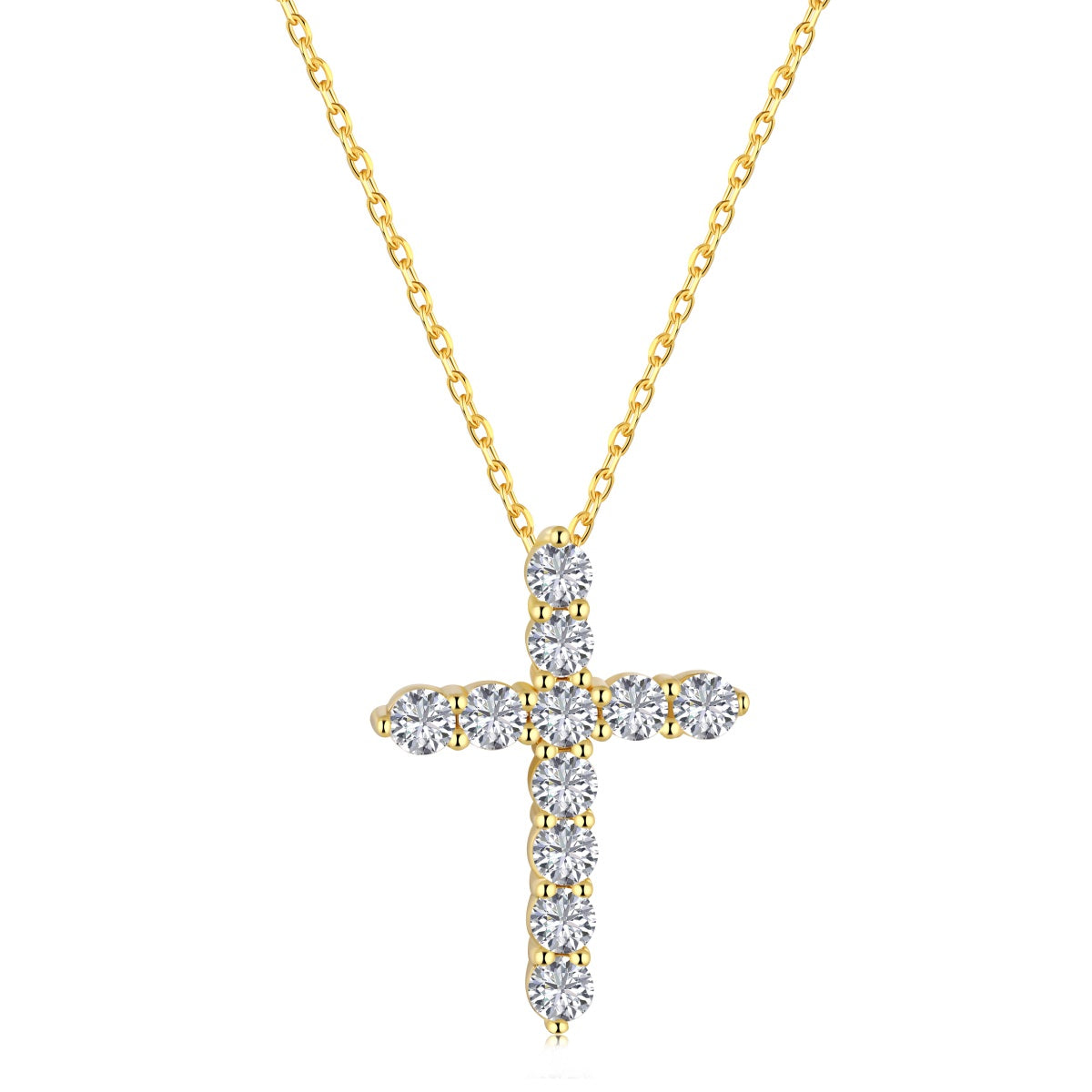 Effortless style: Simulated Diamond Cross Pendant, perfect for layering and adding a touch of chic elegance.