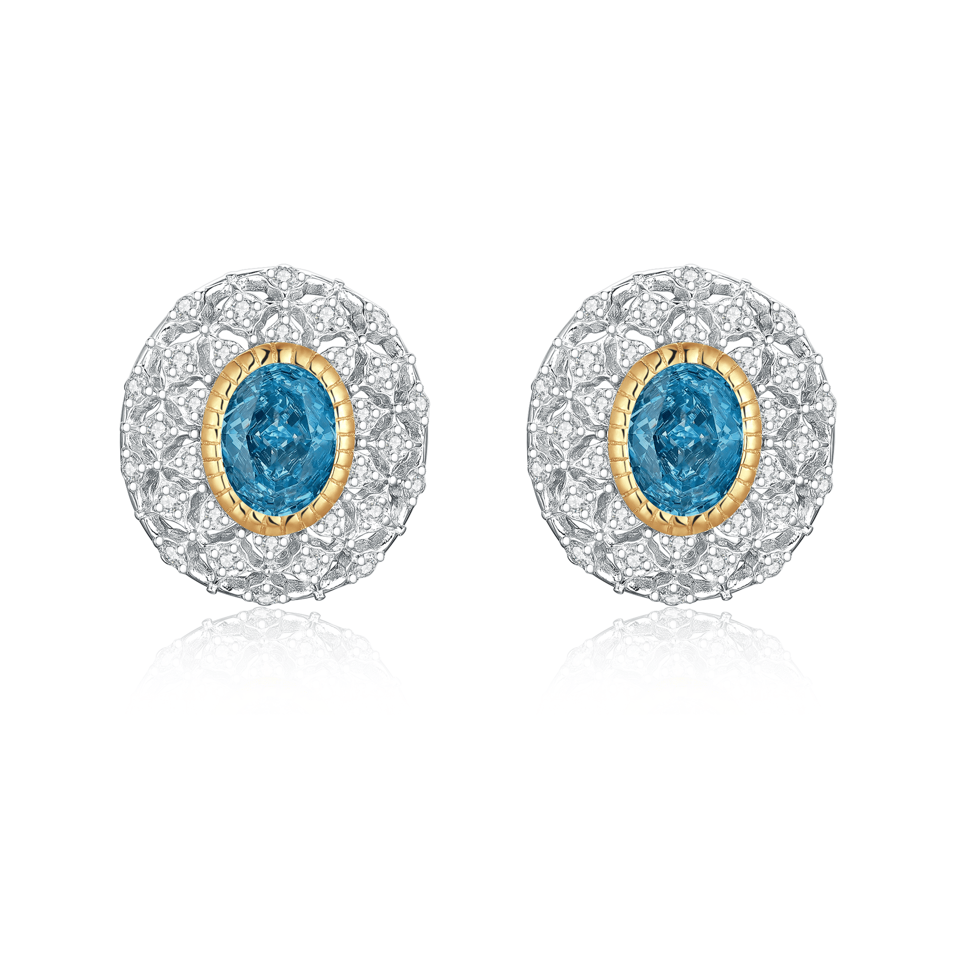 Stunning Sapphire Serenade Earrings with Dual-Tone Elegance