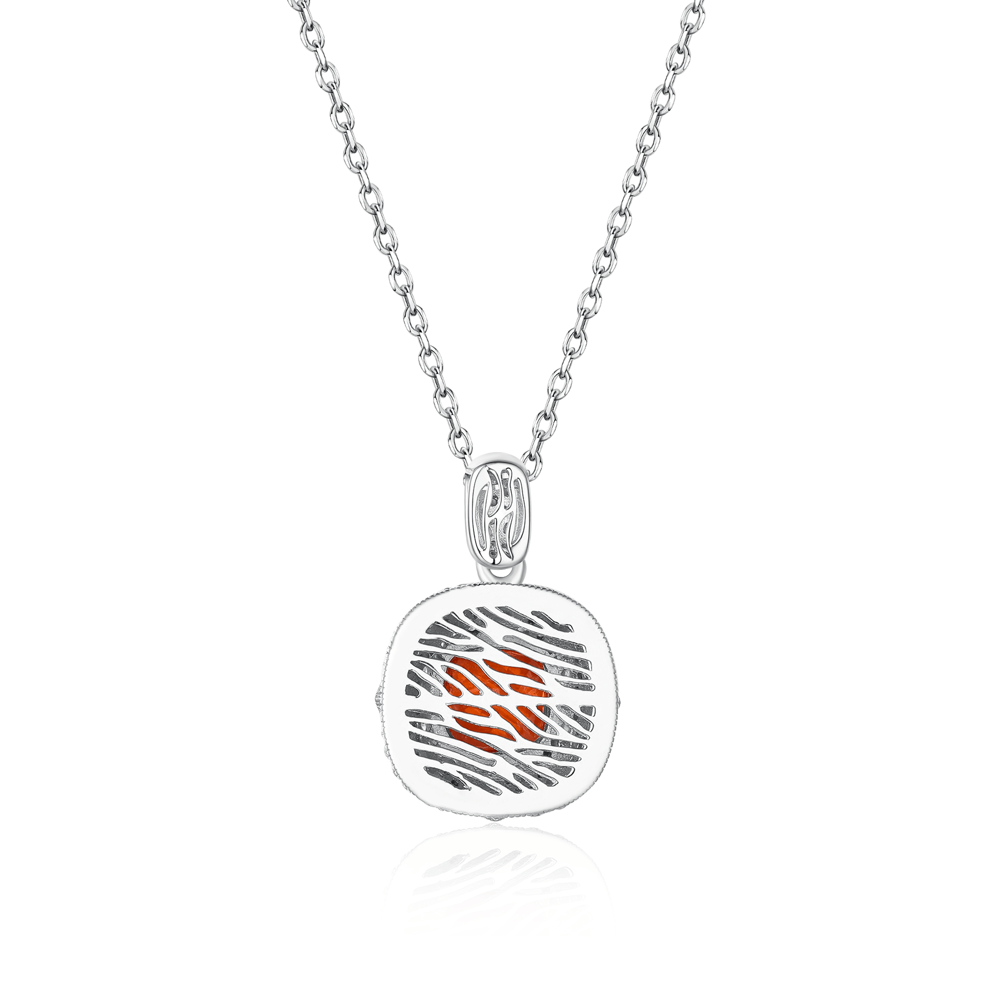 Haute Couture Inspired Pendant: Simulated Diamonds and Vibrant Orange Gem