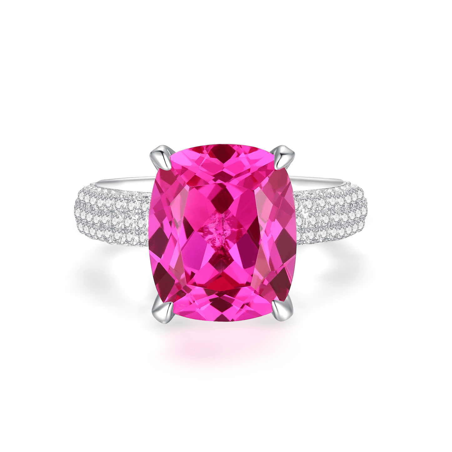 Bold elegance: Empress Pink Radiance Ring with vibrant pink hue, perfect for daily wear.