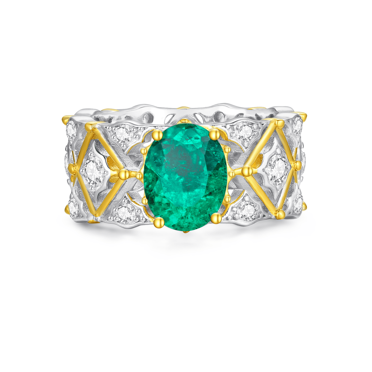 Captivating Enchanting Emerald Ring with Simulated Emerald Centerpiece