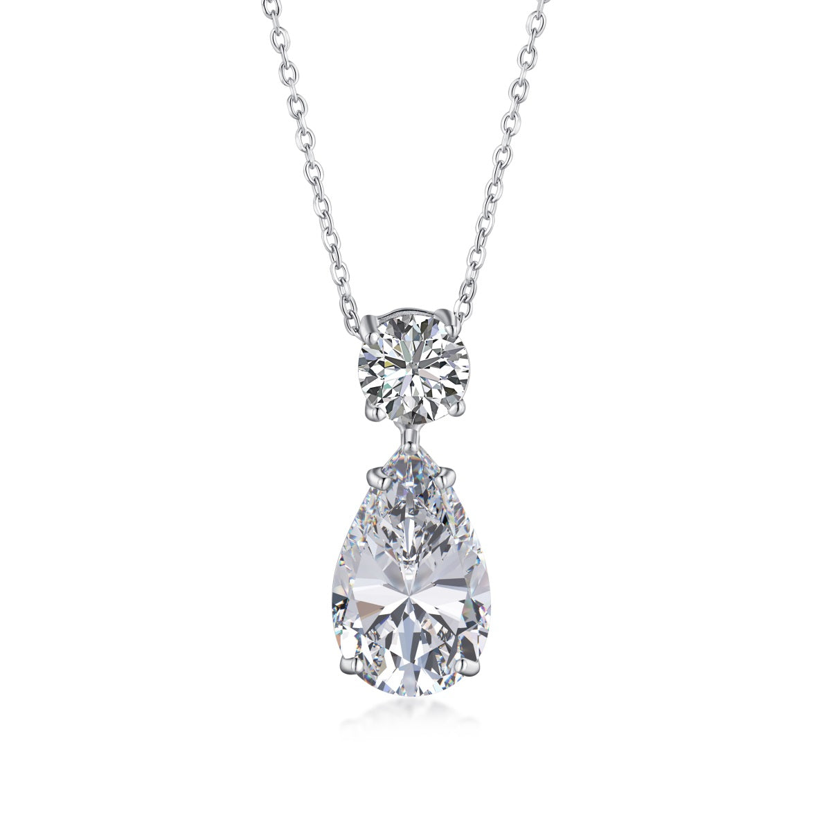 Captivating Stellar Dewdrop Pendant with Pear-shaped Simulated Diamond