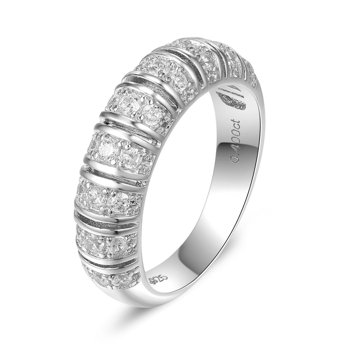 Minimalist elegance: Baguette Ring on a white background, highlighting its timeless design and simulated diamond brilliance.