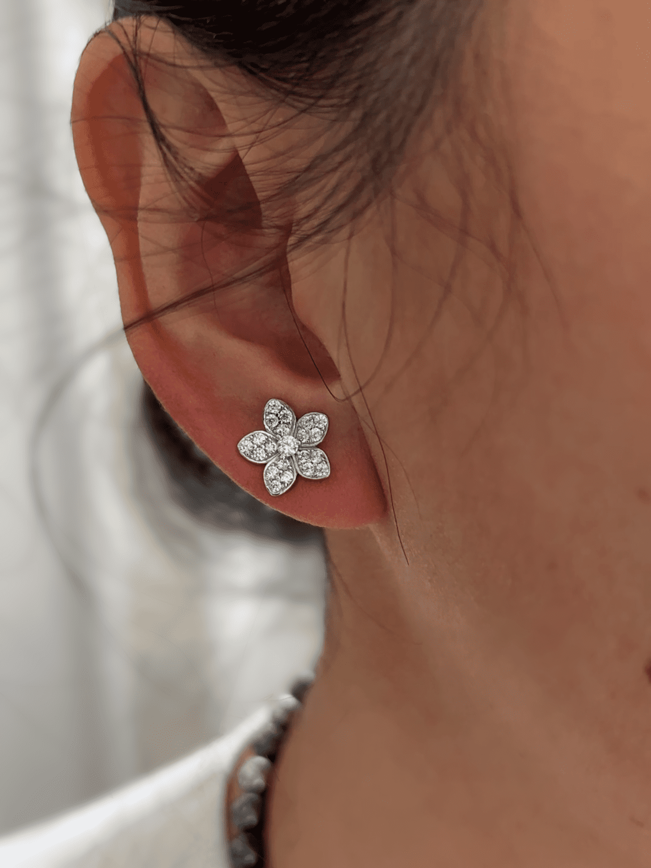 Flower Pave Earrings