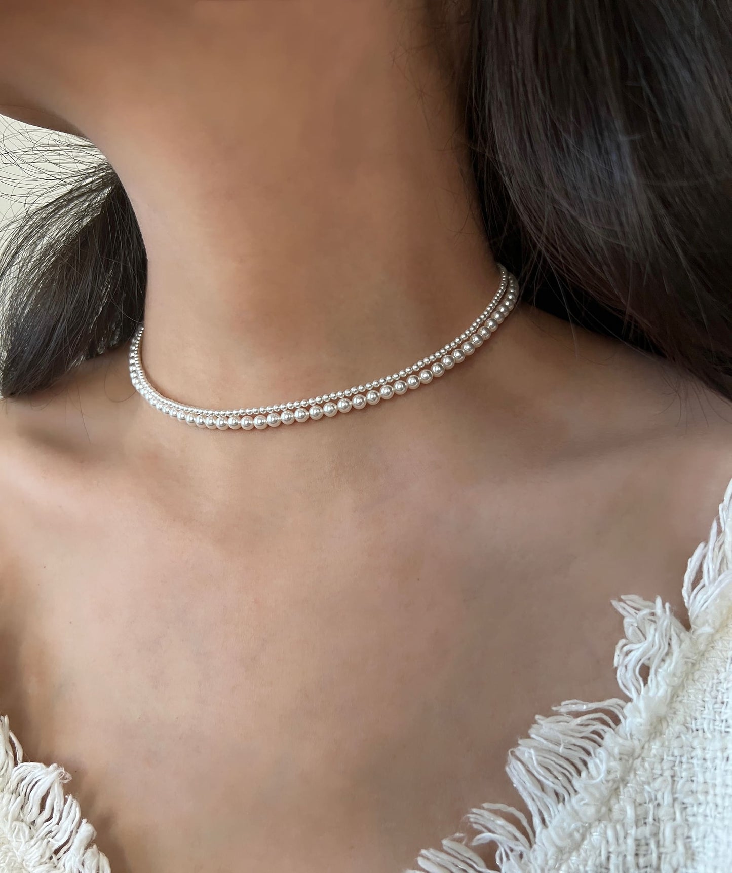 Sophisticated simplicity: 2mm Perfect Pearl Necklace, designed for everyday wear and layering.