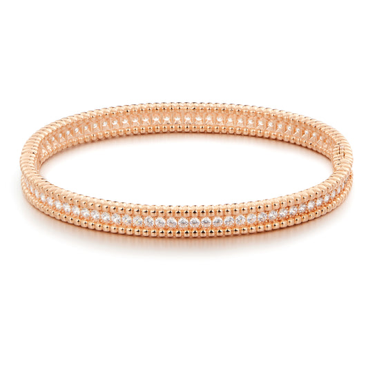 Chic Rose Gold Orbit Bracelet with Hand-Set Simulated Diamonds