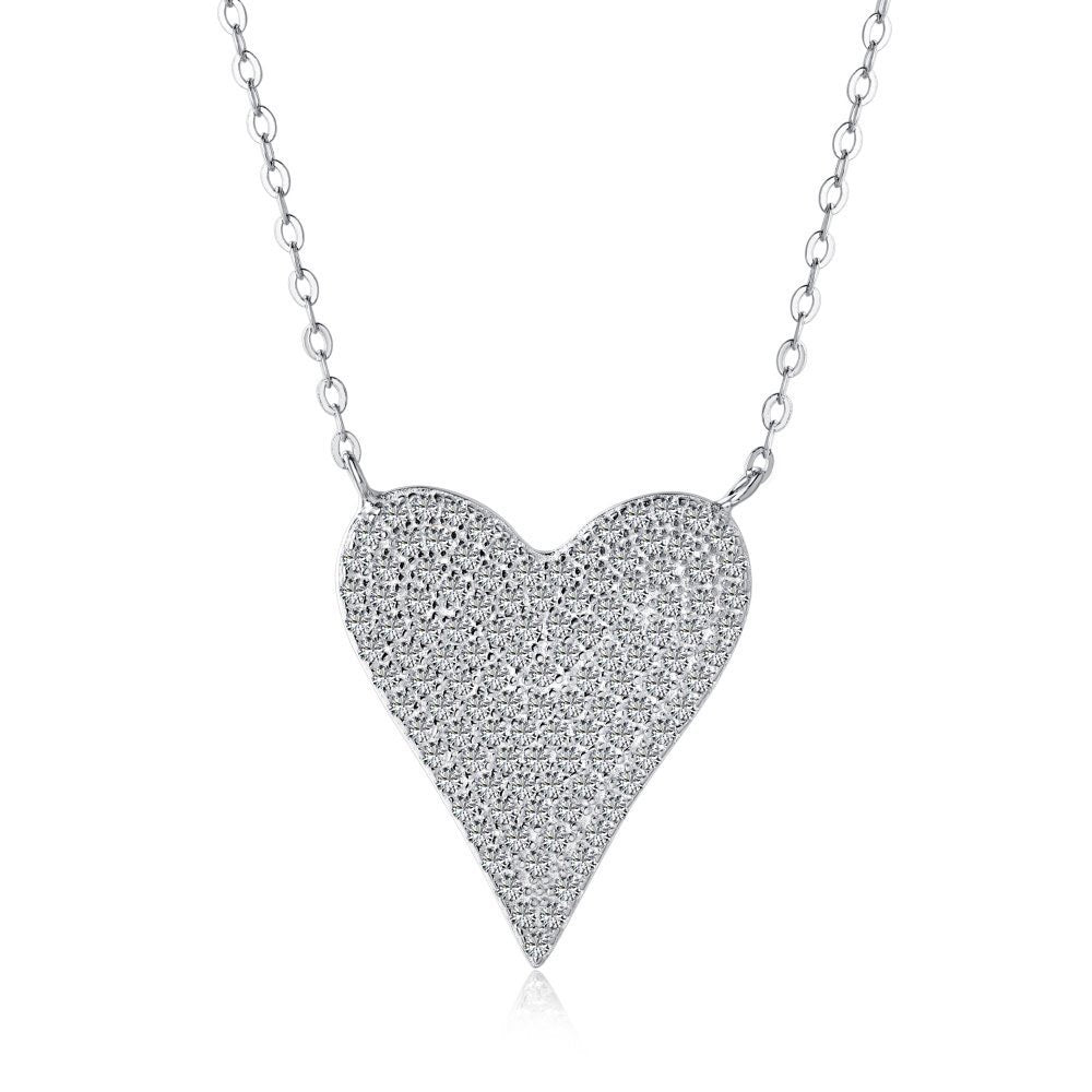 Close-up of Eternal Love Necklace with a Pave Heart design