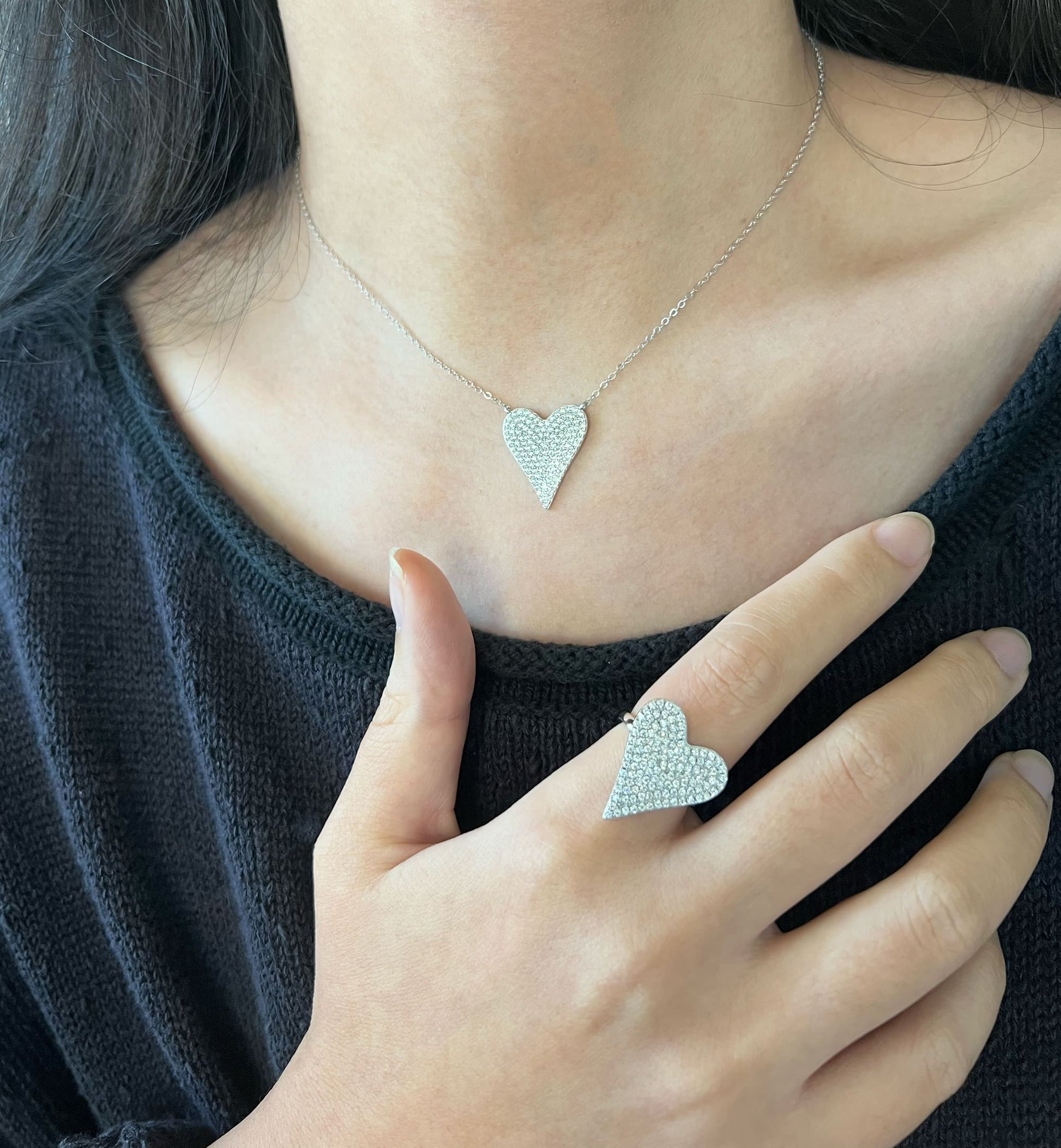 Close-up of Pave Heart Necklace - Embrace the essence of love with the Eternal Love Necklace, designed for every moment and a thoughtful gift for loved ones.