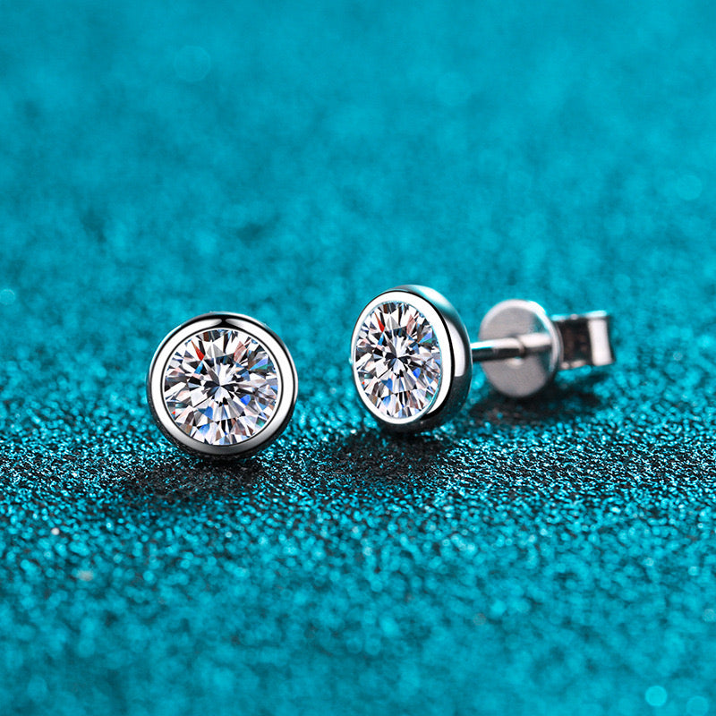 Minimalist Elegance - Explore the beauty of rhodium-plated silver with our Bezel Stud Earrings, ideal for brides or as a thoughtful bridesmaid gift.