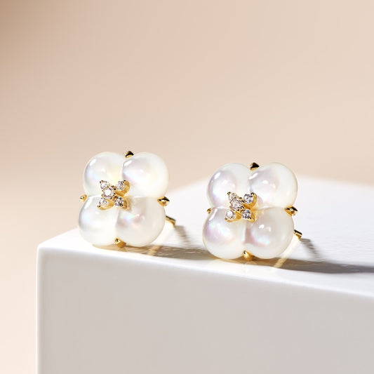 Mother of Pearl Clover Earrings