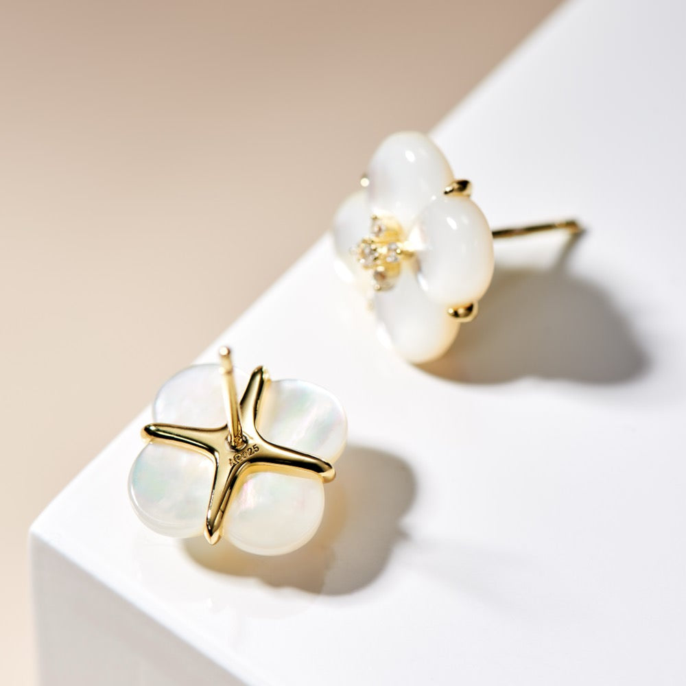 Mother of Pearl Clover Earrings