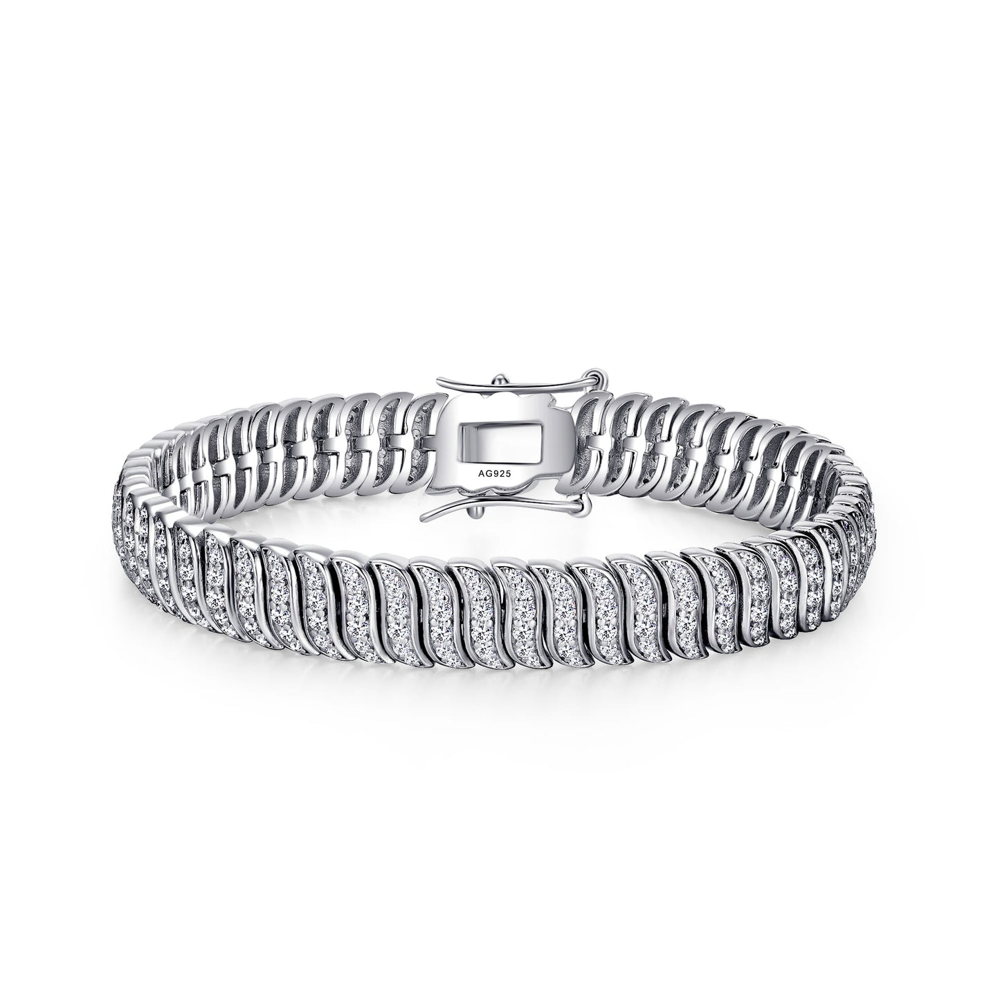 Elegant Pave Twisted Silver Bracelet with Gold-Plated Accents