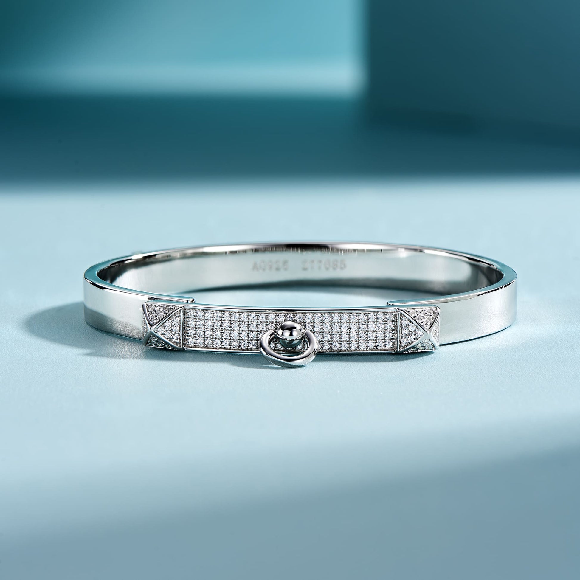 Everyday elegance: Half Pave Bracelet adorned with meticulously placed simulated diamonds.