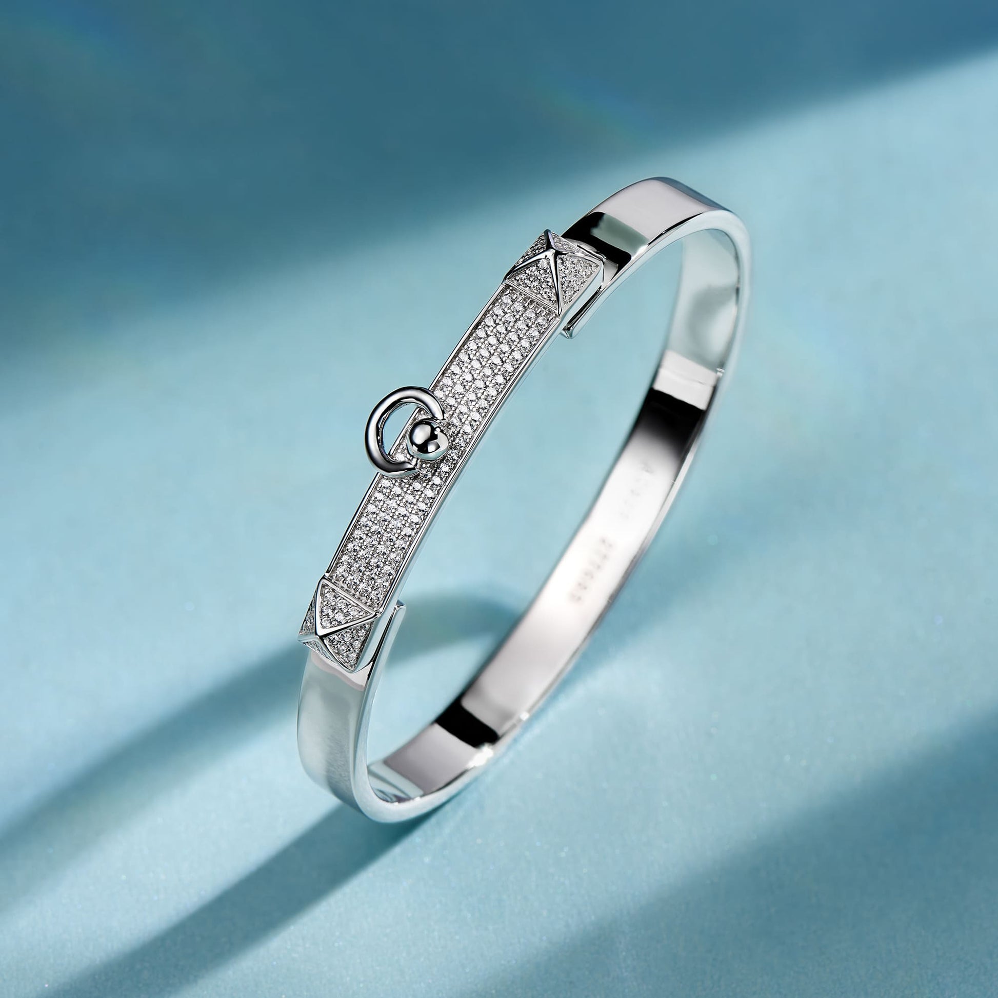 Angles of elegance: Half Pave Bracelet in a unique perspective, revealing its timeless charm.