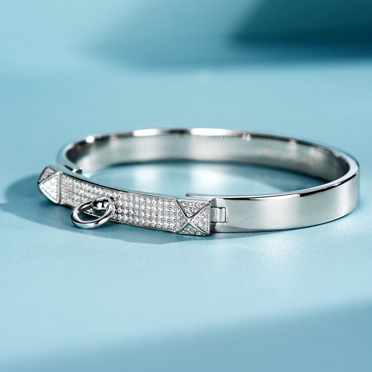 Versatile beauty: Half Pave Bracelet photographed from above, highlighting its sophisticated simplicity.